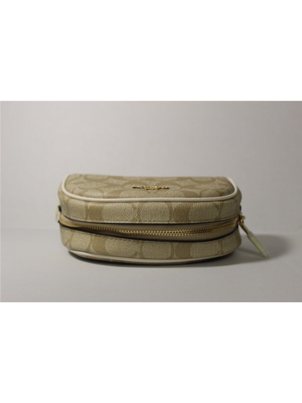 Coach Dome Cosmetic Case Signature Canvas Tan Khaki Chalk Makeup Bag CA825 - Picture 4 of 6